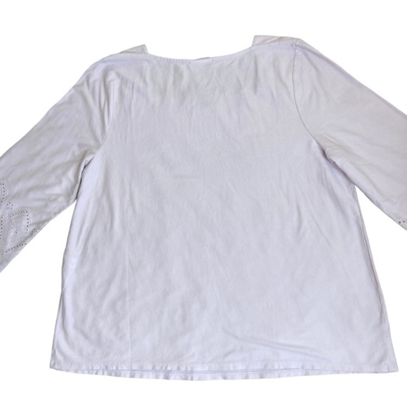 J. Jill Eyelet Trim 3/4 Bell Sleeve Square Neck Top Blouse Pale Lilac Sz XL NWT - Picture 9 of 14